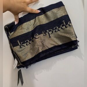 Kate Spade metallic gold black striped long scarf shawl new with tags